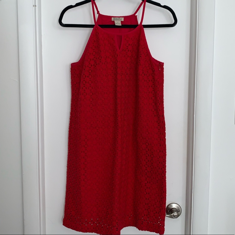 Lucky Brand Red Embroidered Shift Dress